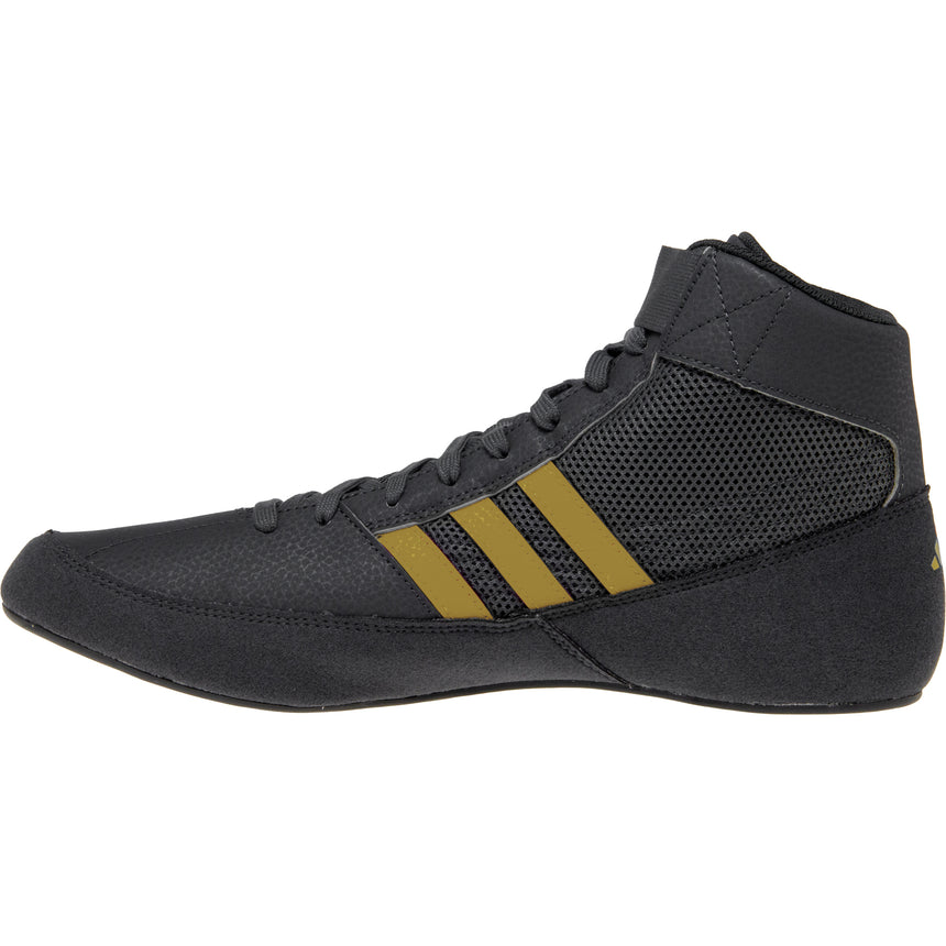 Adidas HVC 2 Wrestling Shoes in Black and Gold side view 2