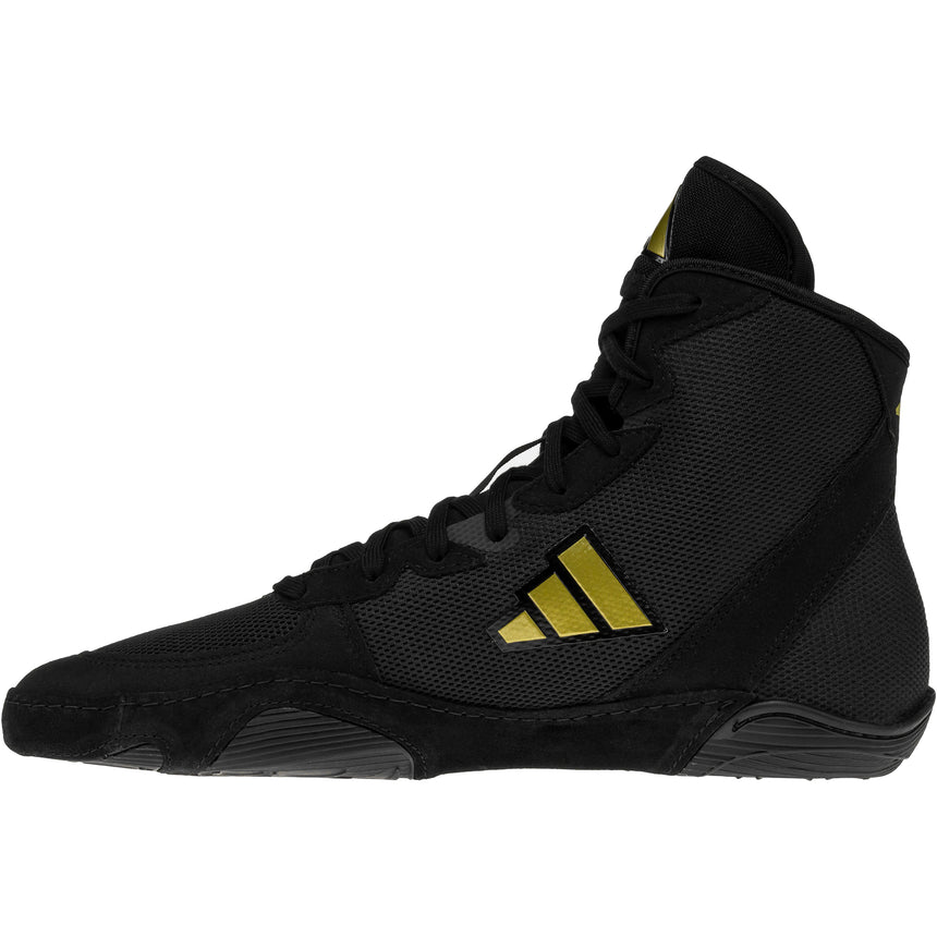 Adidas Adizero 7 Wrestling Shoes in Black and Gold side view 2