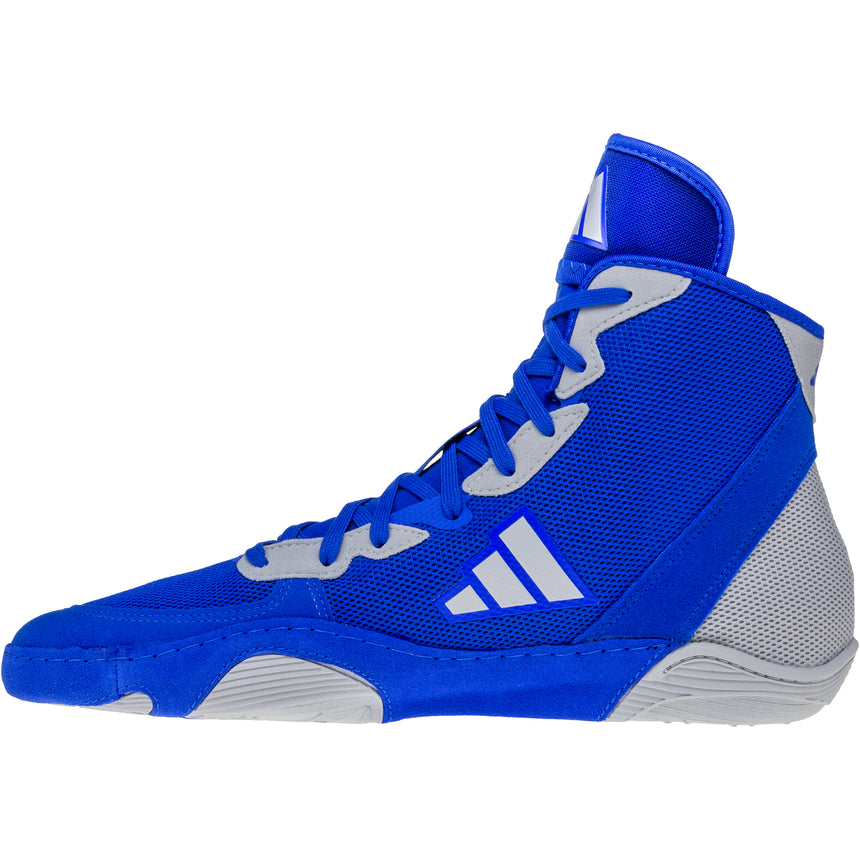 Adidas Adizero 7 Wrestling Shoes in Royal and Grey side view 2