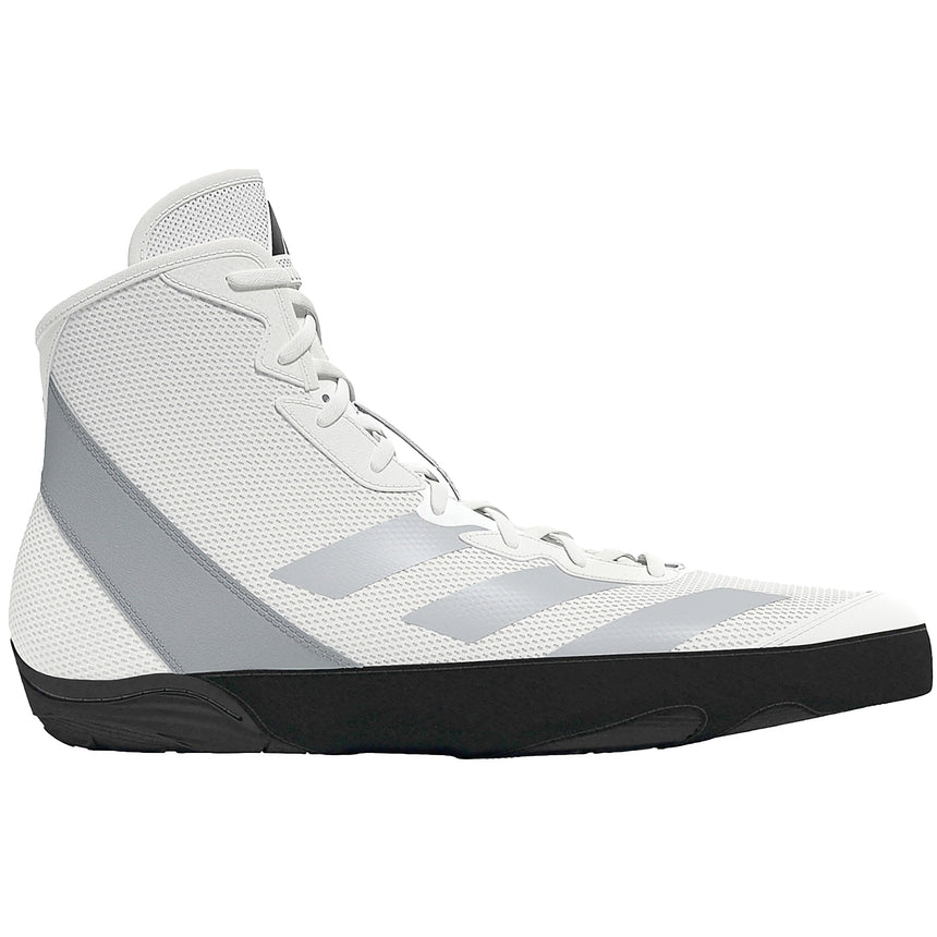 Adidas Adizero 2025 Edition Wrestling Shoes in White, Silver and Black side view