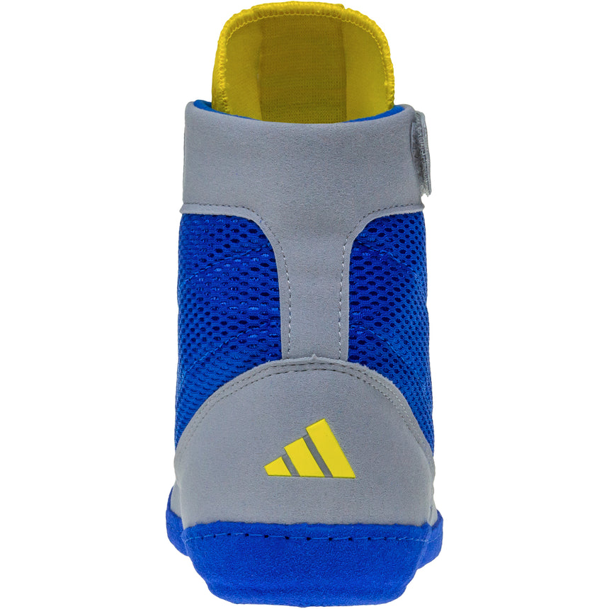 Adidas Combat Speed 4 Wrestling Shoes in Blue and Grey back view