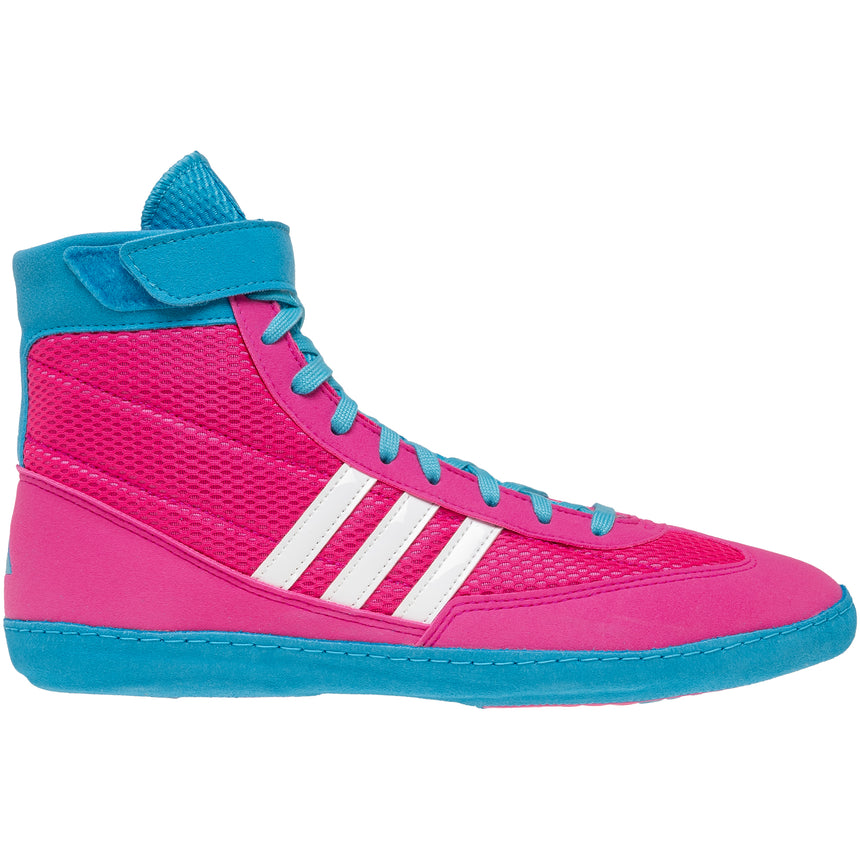 Adidas Combat Speed 4 Wrestling Shoes in Pink, White and Cyan side view