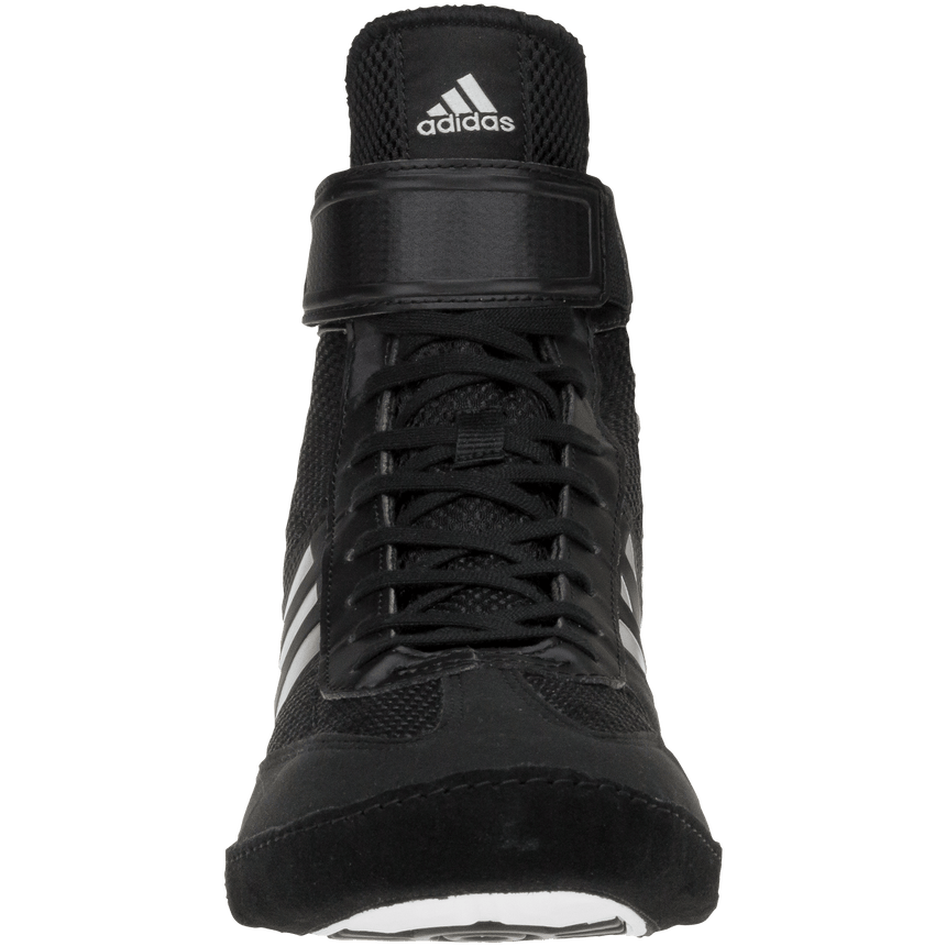 Adidas Combat Speed 5 Wrestling Shoes in Black, White and Silver front view
