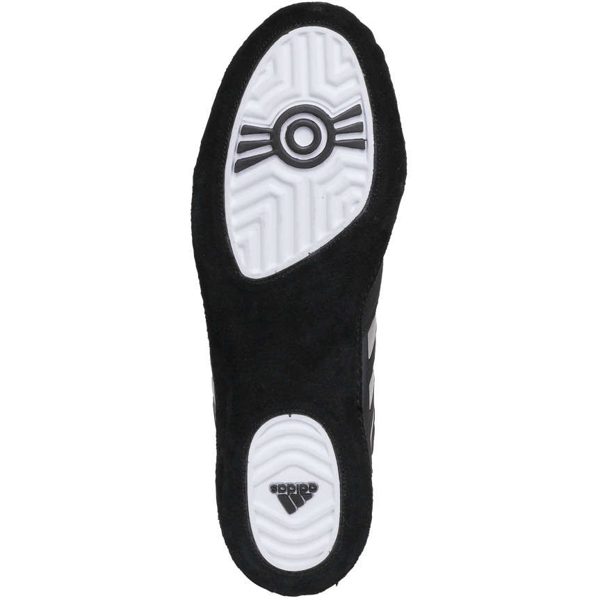 Adidas Combat Speed 5 Wrestling Shoes in Black, White and Silver sole view