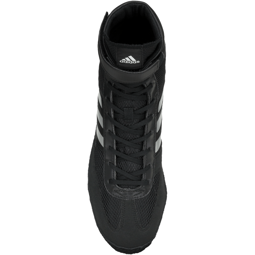 Adidas Combat Speed 5 Wrestling Shoes in Black, White and Silver top view