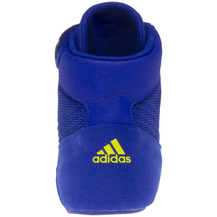 Adidas HVC 2 Kids Wrestling Shoes in Royal and Yellow back view