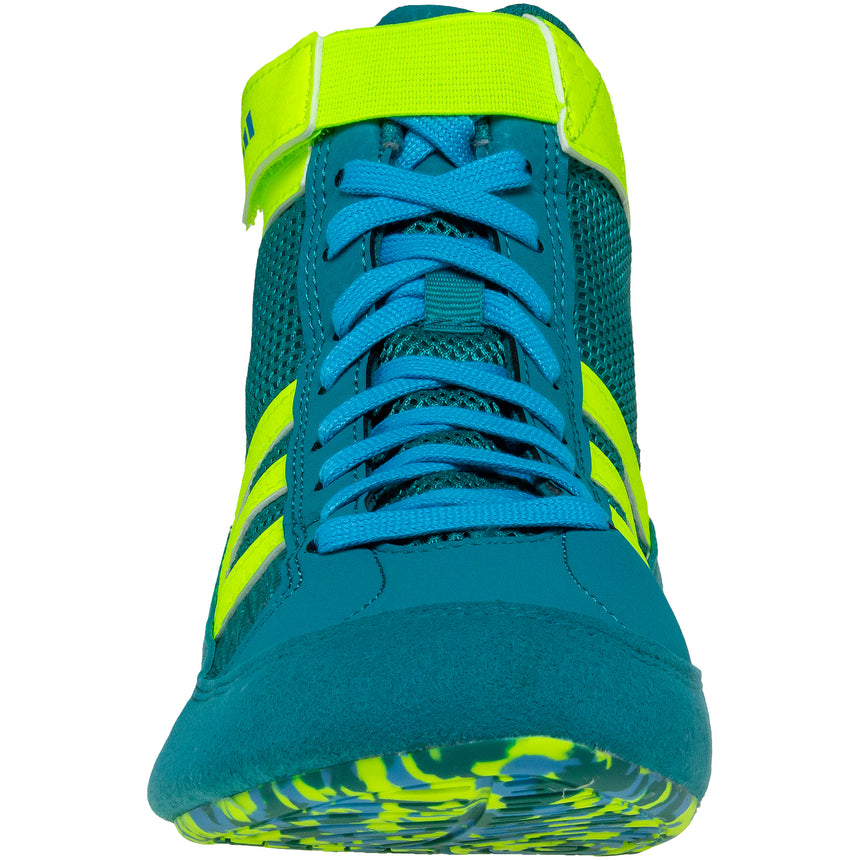 Adidas HVC 2 Kids Wrestling Shoes in Teal, Green, and Cyan front view