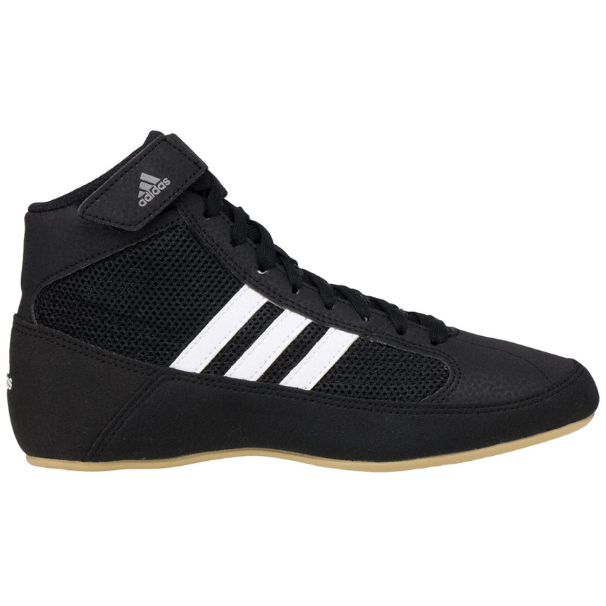 Adidas HVC 2 Wrestling Shoes in Black, White, and Gum side view