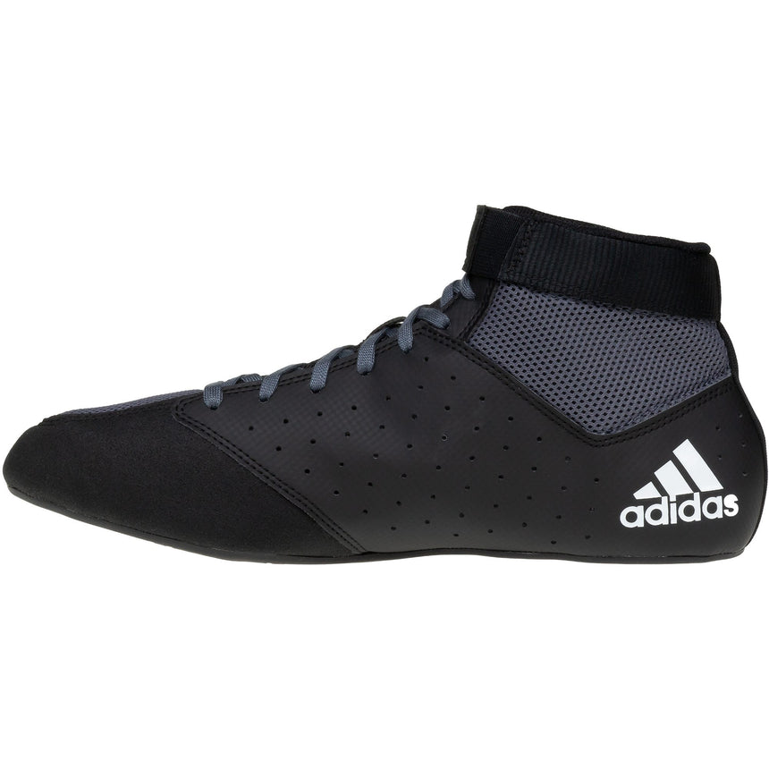Adidas Mat Hog 2 Wrestling Shoes in Black, Grey and White side view 2