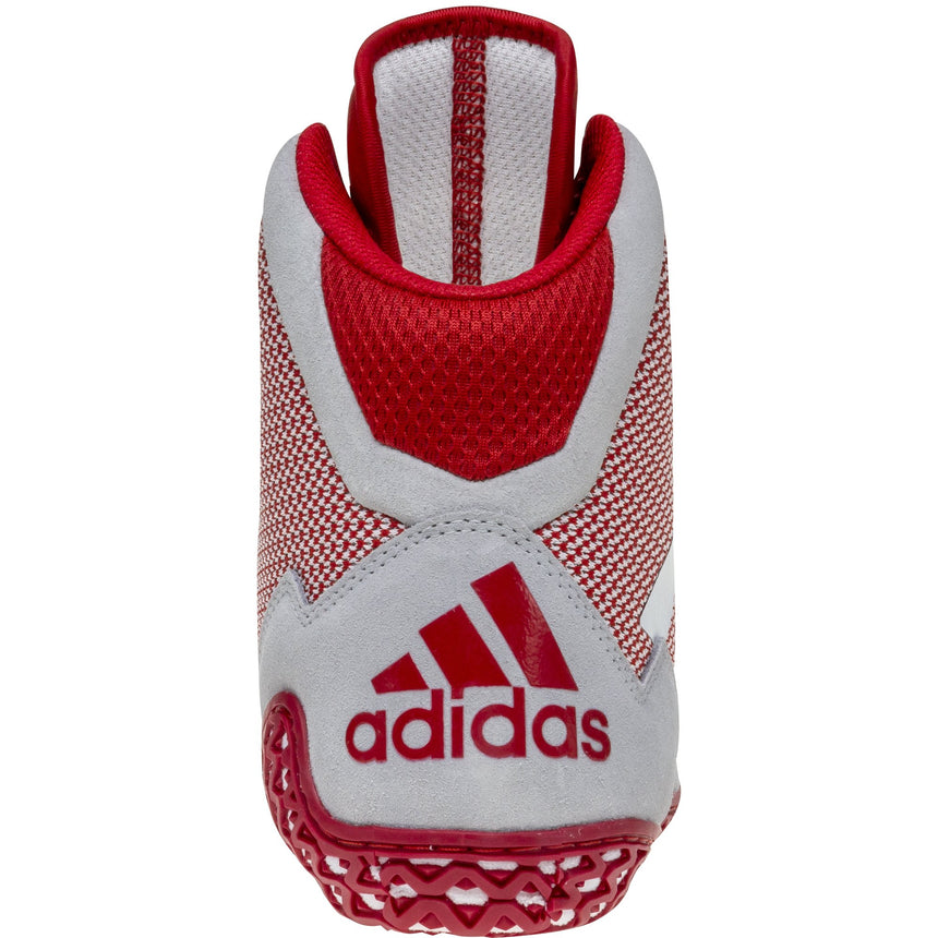 Adidas Mat Wizard 5 Wrestling Shoes in Red, Grey, and White back view