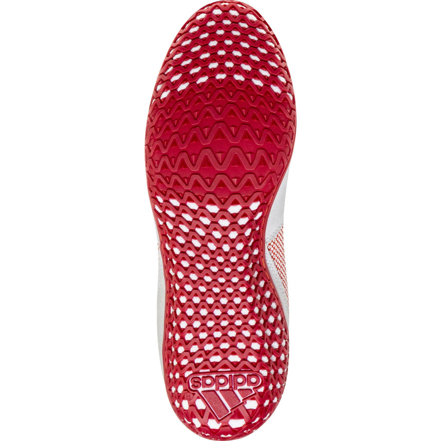 Adidas Mat Wizard 5 Wrestling Shoes in Red, Grey, and White sole view