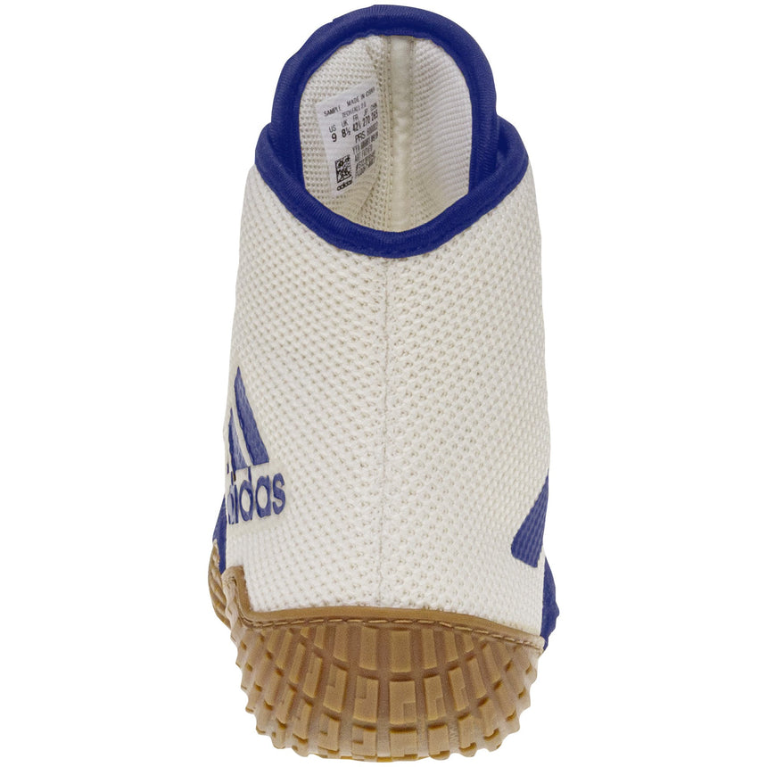 Adidas Tech Fall 2 Closeout Wrestling Shoes in White and Royal back view