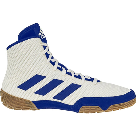Adidas Tech Fall 2 Closeout Wrestling Shoes in White and Royal side view