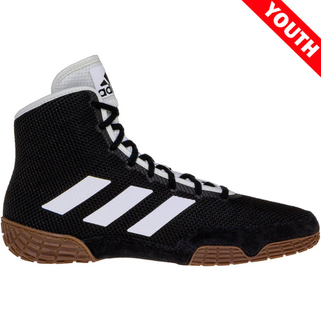 Adidas Tech Fall 2 Kids Wrestling Shoes in Black and White side view
