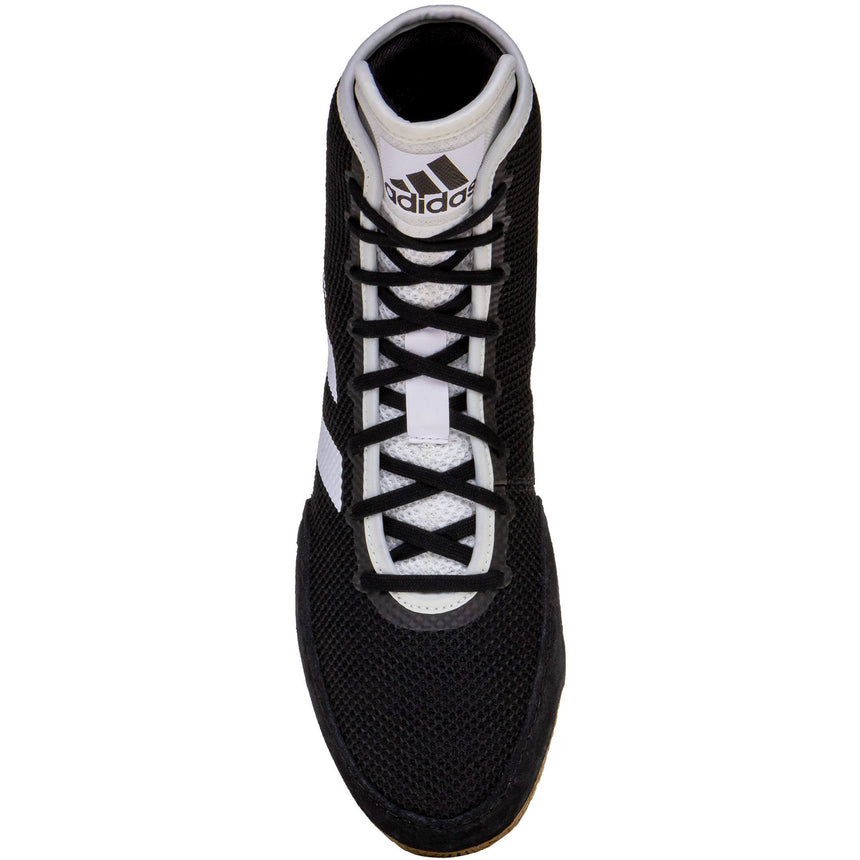Adidas Tech Fall 2 Kids Wrestling Shoes in Black and White top view