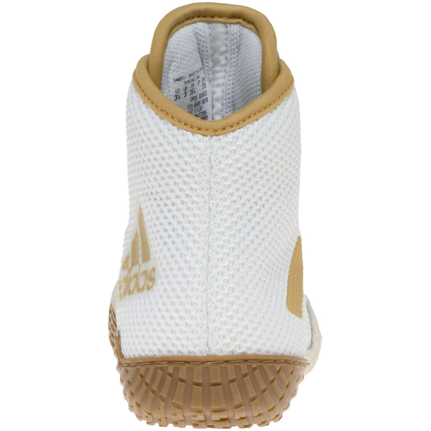 Adidas Tech Fall 2 Kids Wrestling Shoes in White and Gold back view