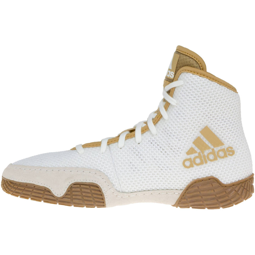 Adidas Tech Fall 2 Wrestling Shoes in White and Gold side view 2
