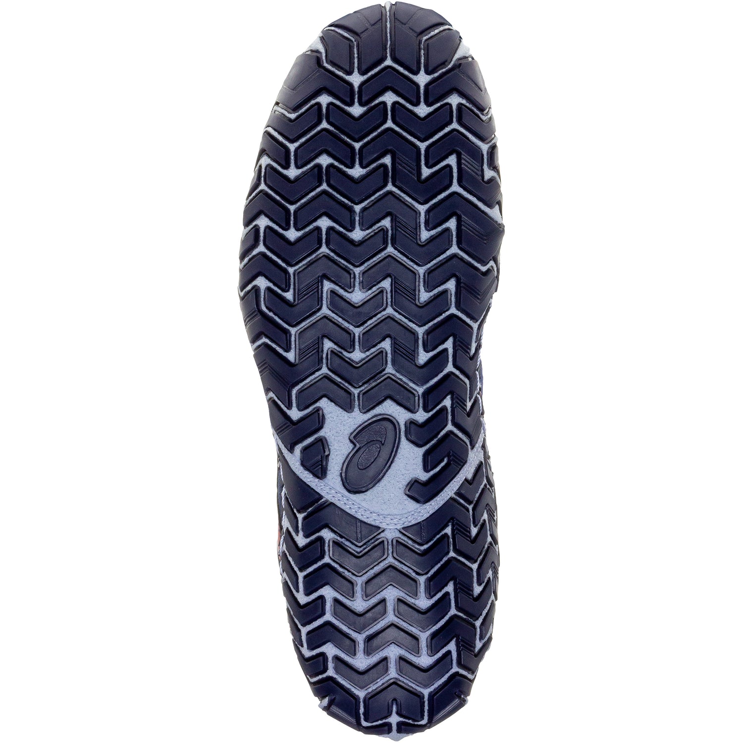 ASICS Aggressor 5 Wrestling Shoes in Dark Blue and Red sole view