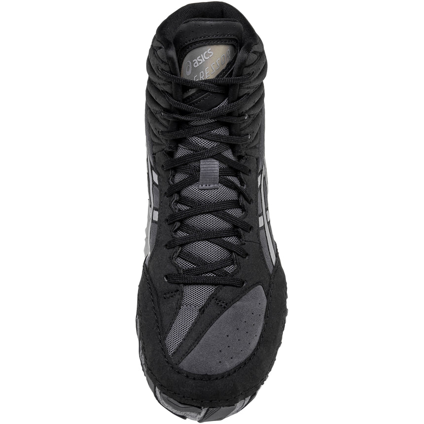 ASICS Aggressor 6 Wrestling Shoes in Black and Silver top view