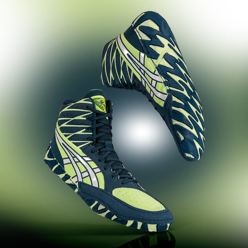 ASICS Aggressor 6 Wrestling Shoes in Green and Lime hero image