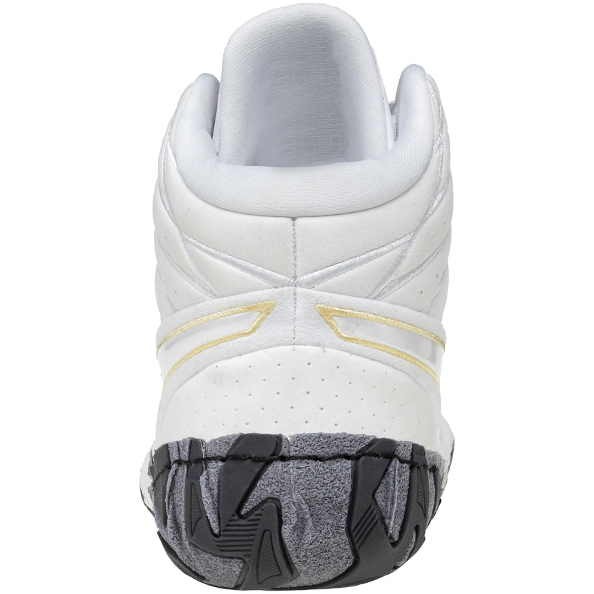 ASICS Aggressor 6 Wrestling Shoes in White and Gold back view