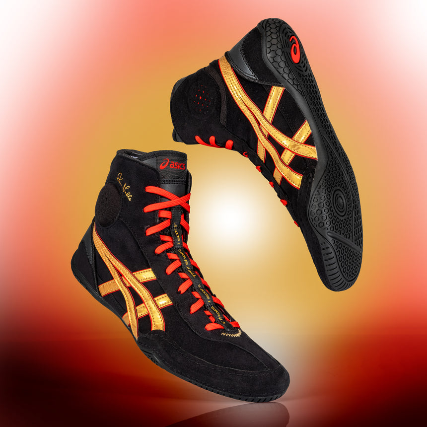 ASICS Dan Gable EVO 3 Wrestling Shoes – Black Pure Gold – hero image