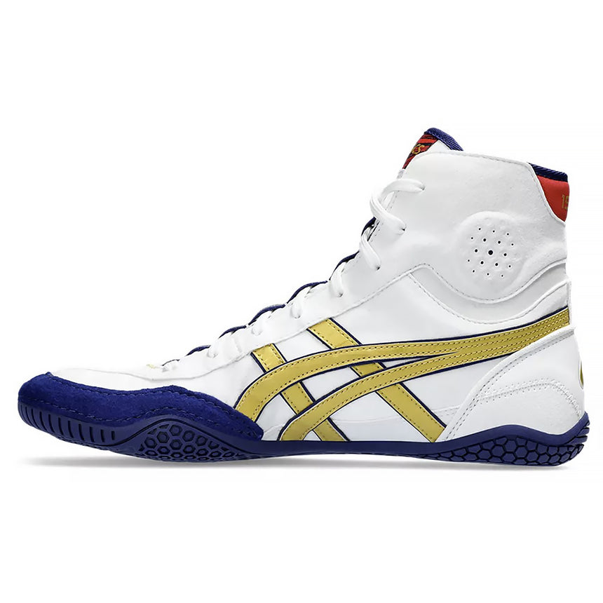 ASICS Dan Gable EVO 3 Wrestling Shoes – White Rich Gold – side view 2