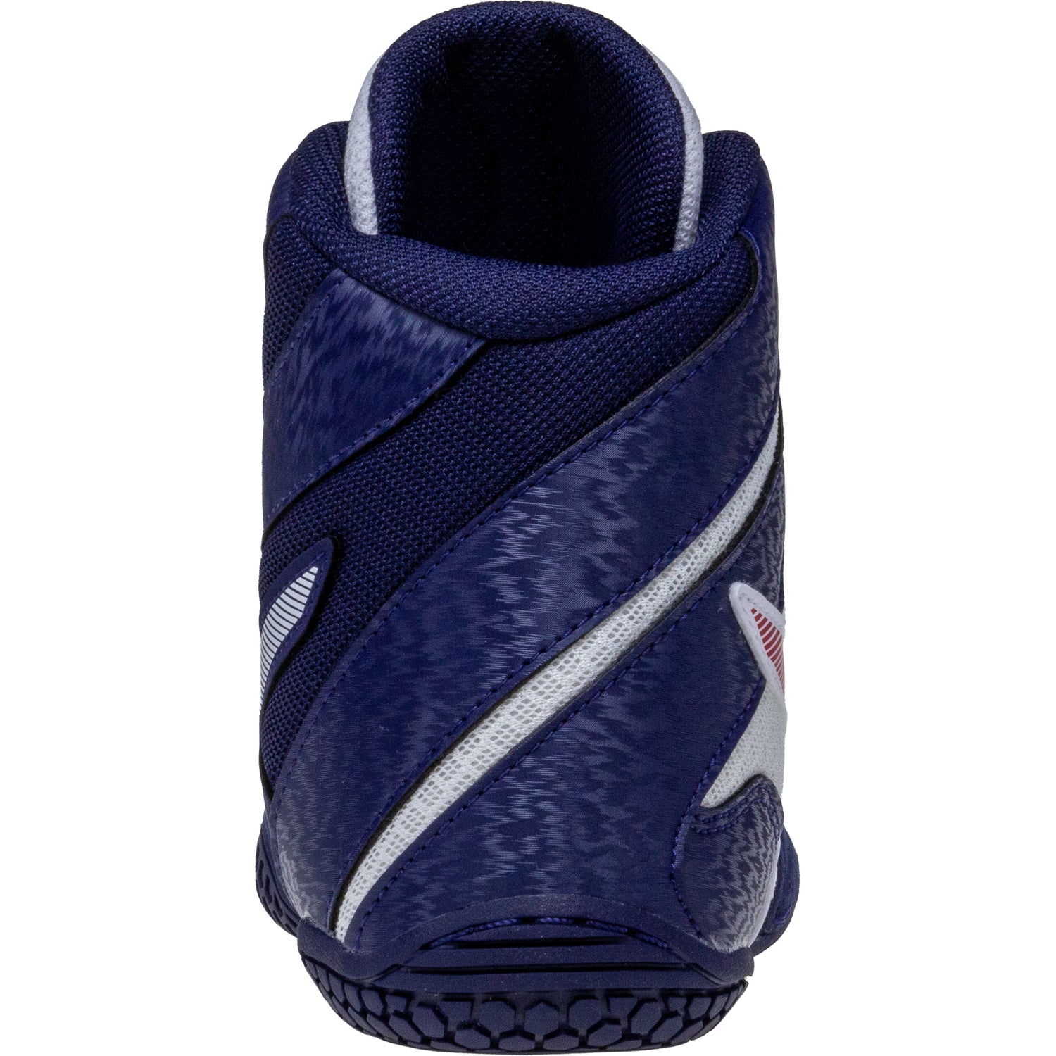 ASICS Matcontrol 3 Wrestling Shoes in Red, White, and Blue back view