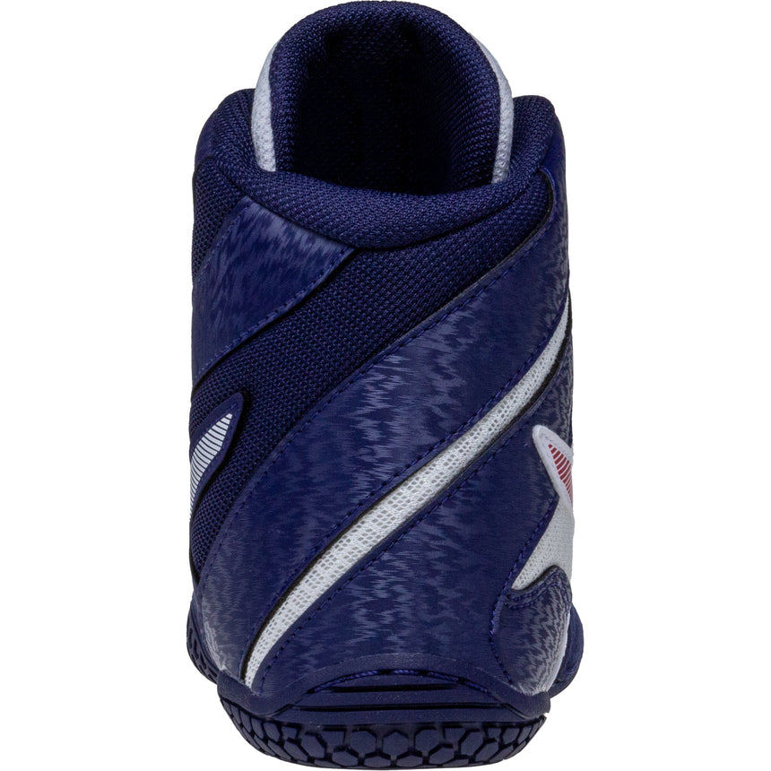 ASICS Matcontrol 3 Wrestling Shoes in Red, White, and Blue back view