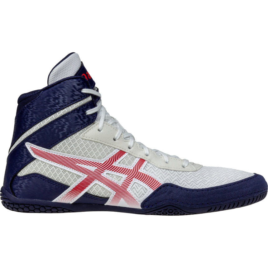 ASICS Matcontrol 3 Wrestling Shoes in Red, White, and Blue side view