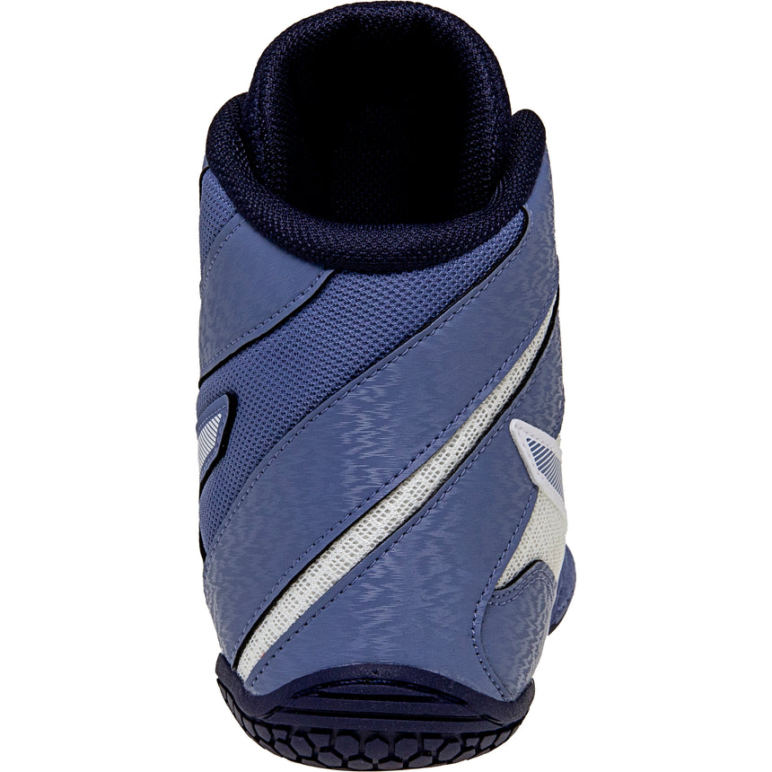 ASICS Matcontrol 3 Wrestling Shoes in White and Blue back view