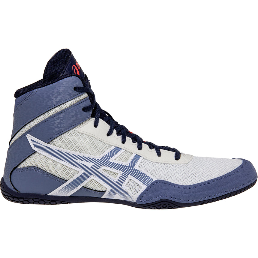 ASICS Matcontrol 3 Wrestling Shoes in White and Blue side view