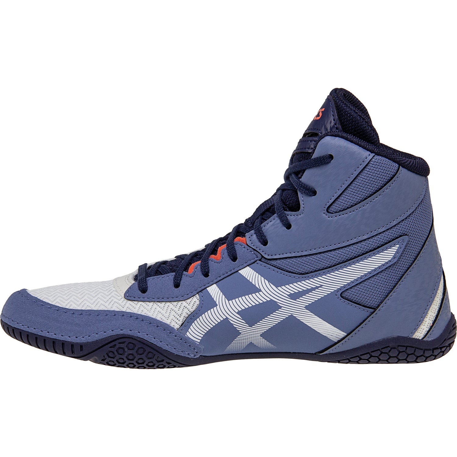 ASICS Matcontrol 3 Wrestling Shoes in White and Blue side view 2