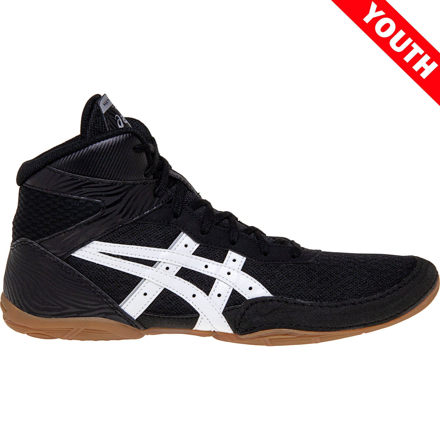 ASICS Matflex 7 Kids Wrestling Shoes in Black and White side view