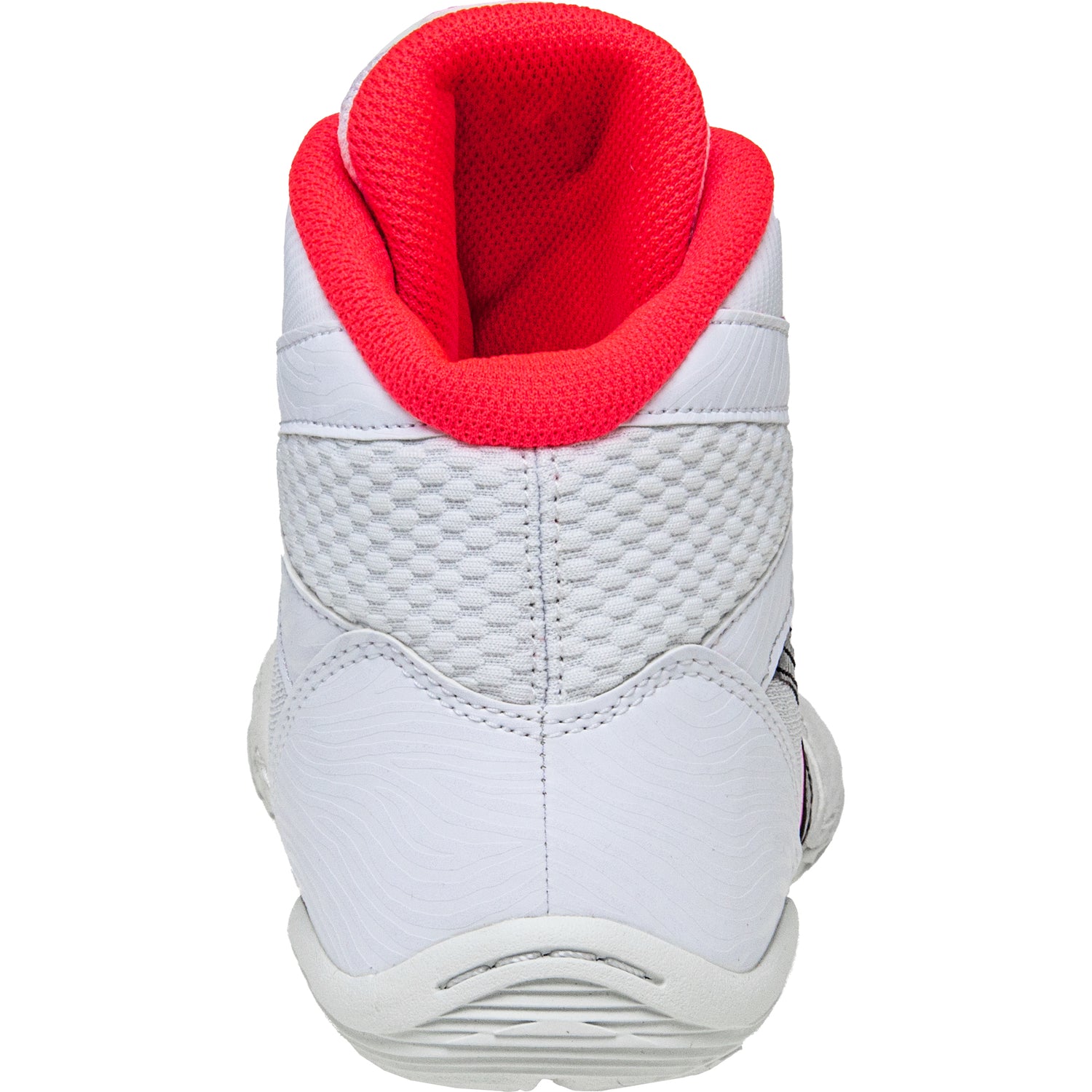 ASICS Matflex 7 Kids Wrestling Shoes in White, Black, and Pink back view