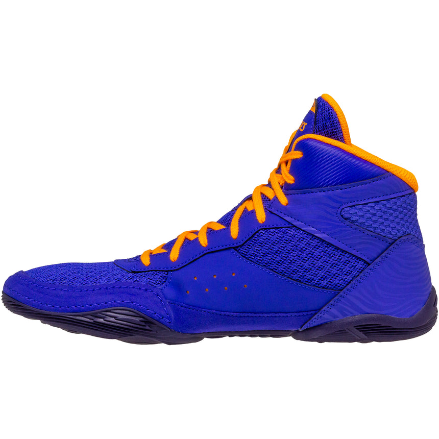 ASICS Matflex 7 Wrestling Shoes in Royal and Orange side view 2