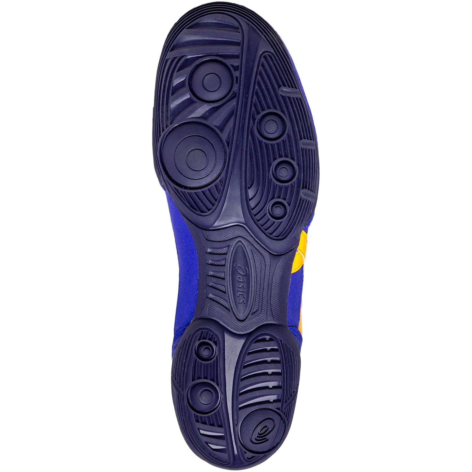 ASICS Matflex 7 Wrestling Shoes in Royal and Orange sole view