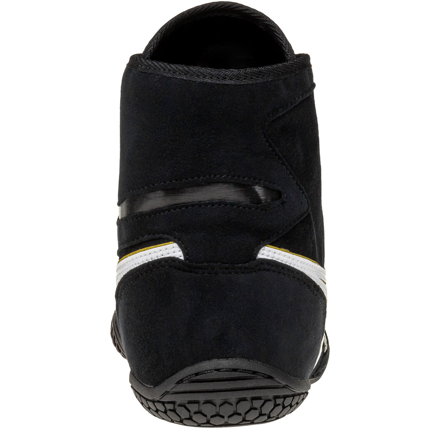 ASICS Prime Attack Wrestling Shoes in Black and White back view