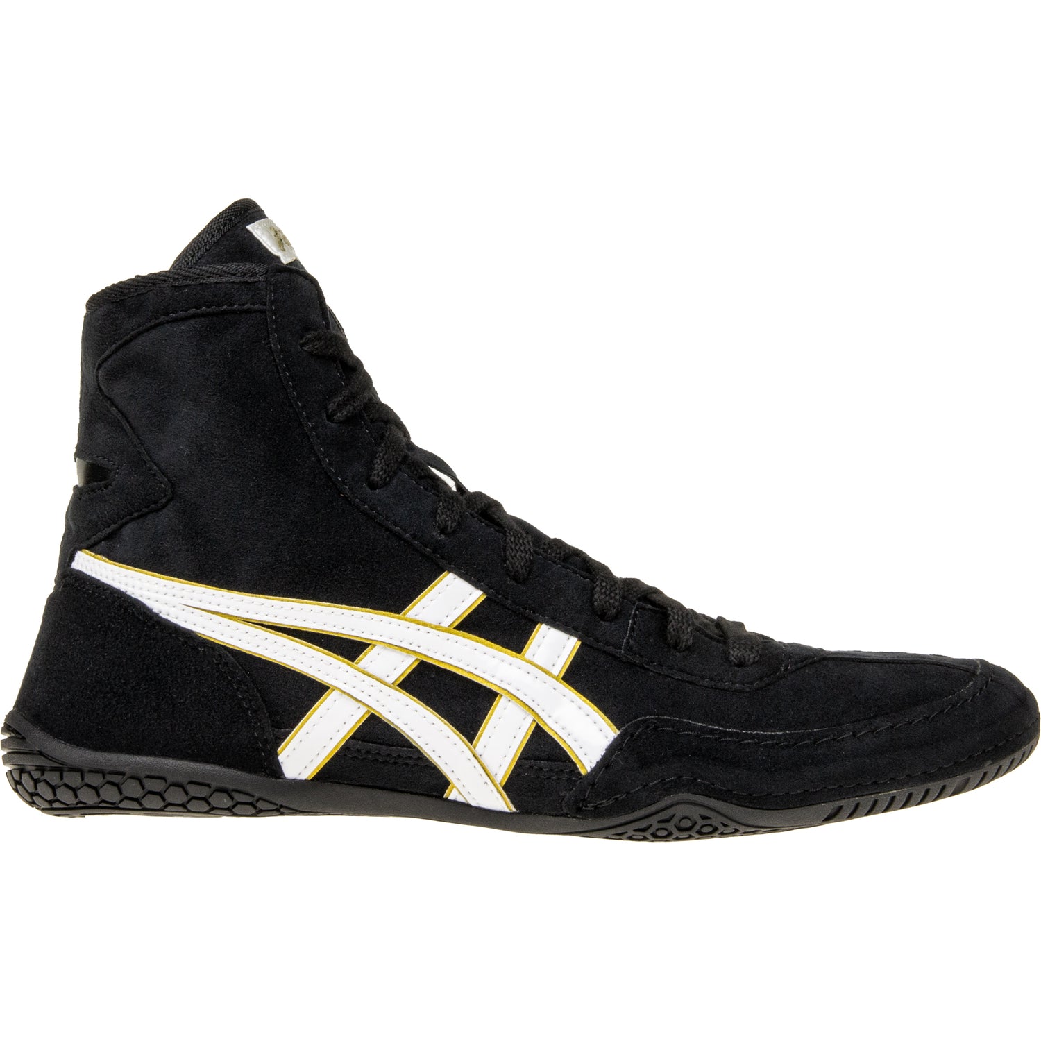 ASICS Prime Attack Wrestling Shoes in Black and White side view