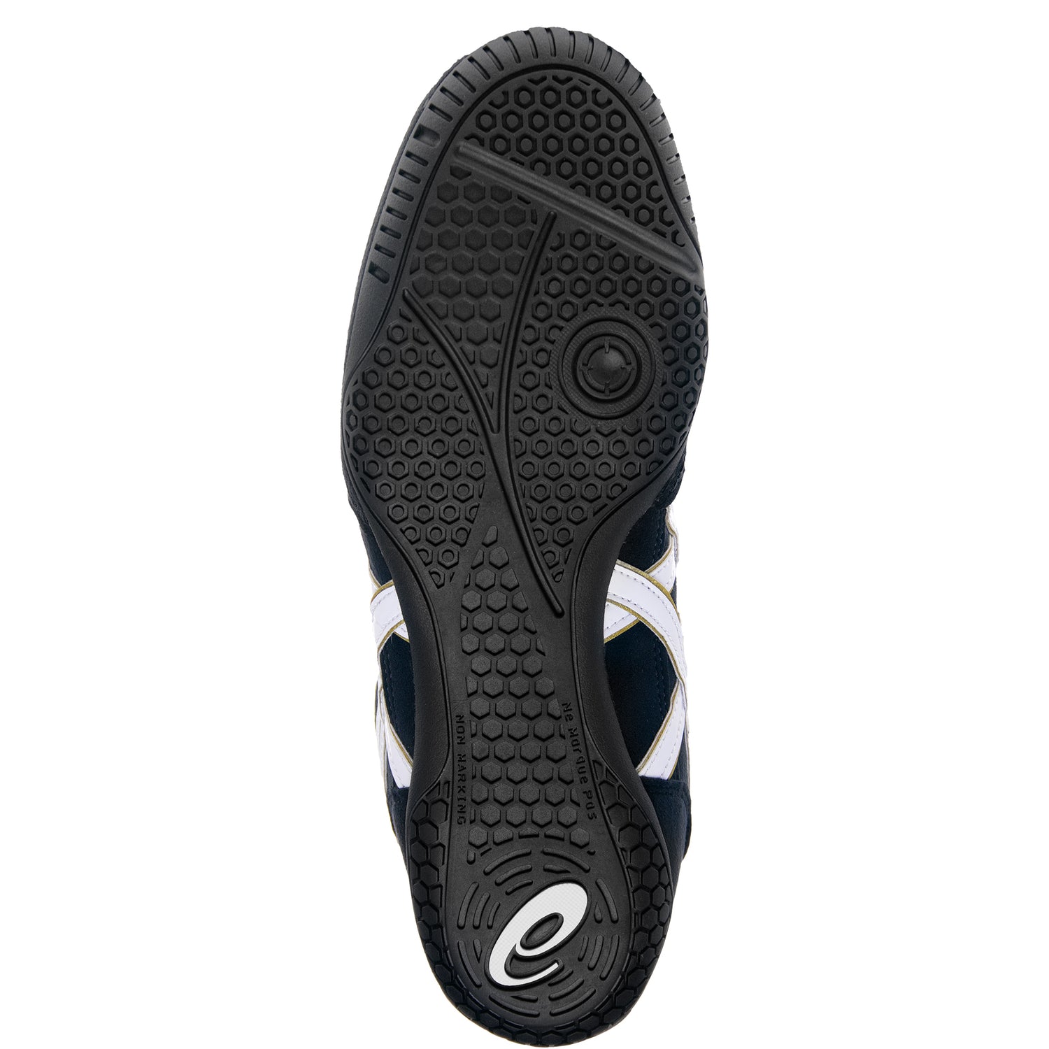 ASICS Prime Attack Wrestling Shoes in Black and White sole view