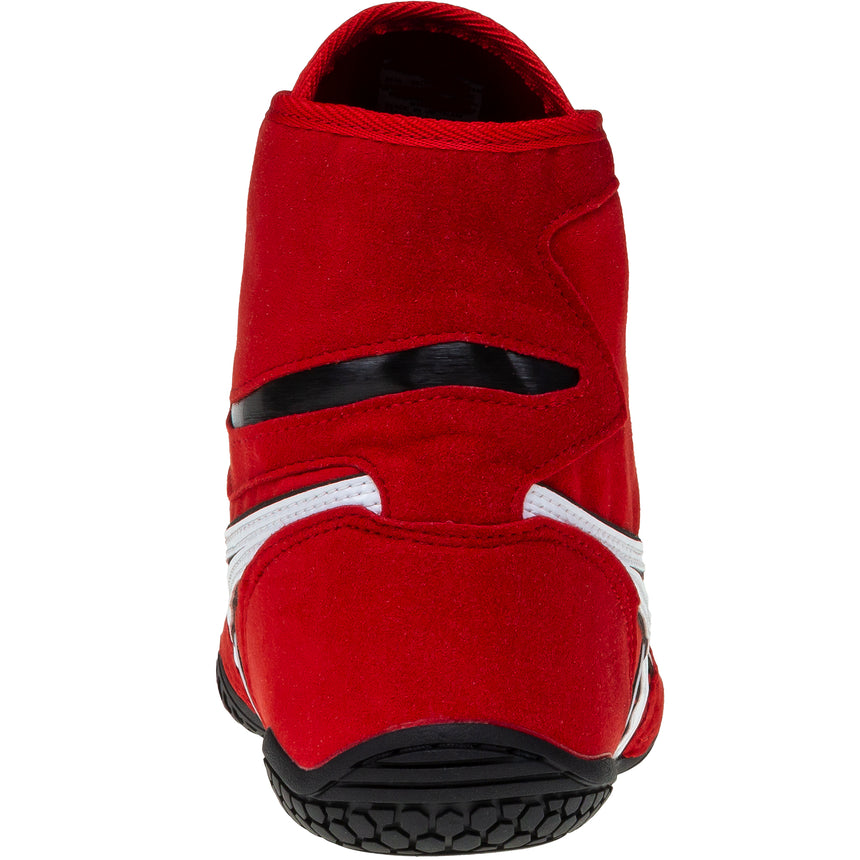 ASICS Prime Attack Wrestling Shoes in Red and White back view
