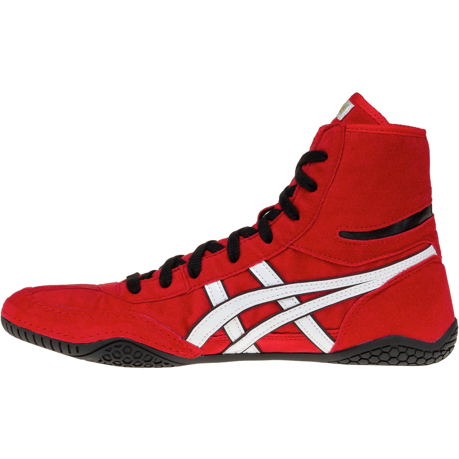 ASICS Prime Attack Wrestling Shoes in Red and White side view 2