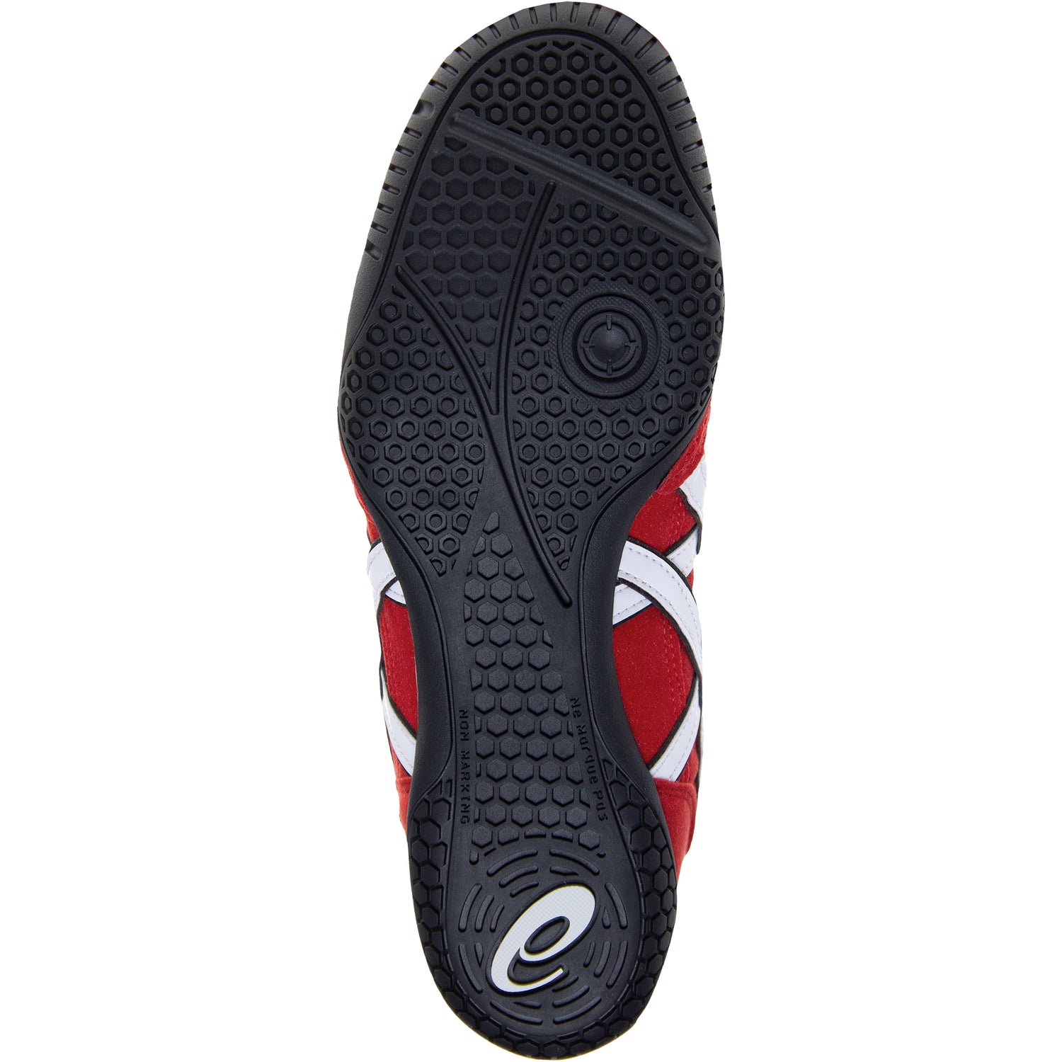 ASICS Prime Attack Wrestling Shoes in Red and White sole view