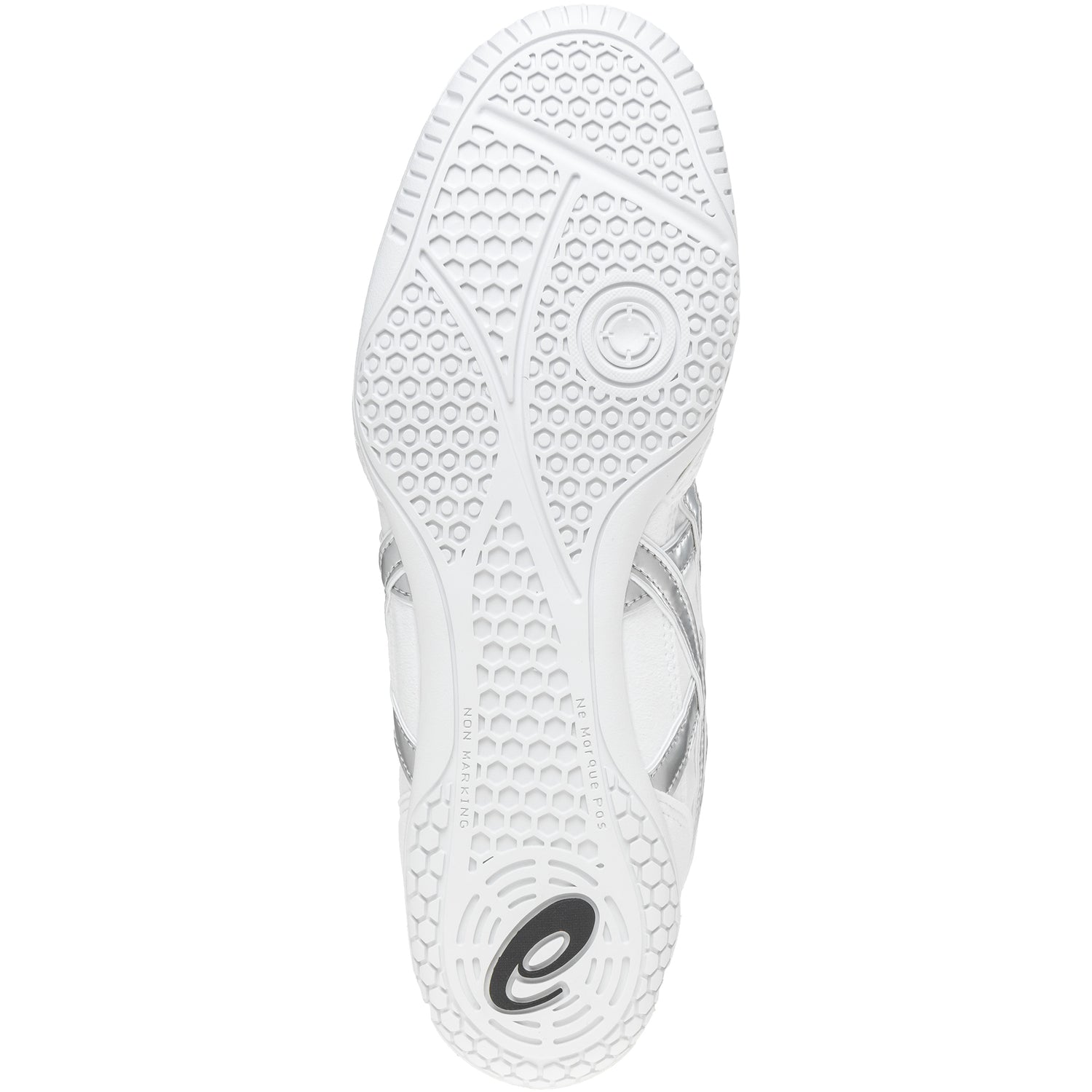 ASICS Prime Attack Wrestling Shoes in White and Pure Silver sole view