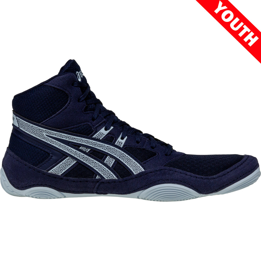 ASICS Snapdown 4 Kids Wrestling Shoes in Dark Blue and Grey side view