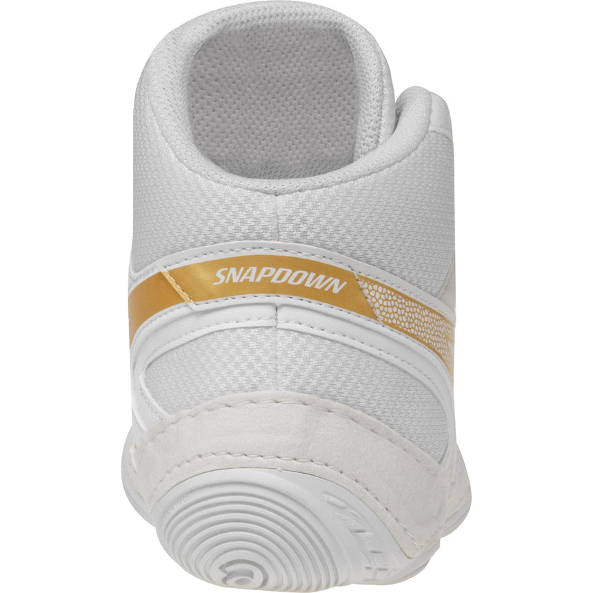 ASICS Snapdown 4 Kids Wrestling Shoes in White and Gold back view