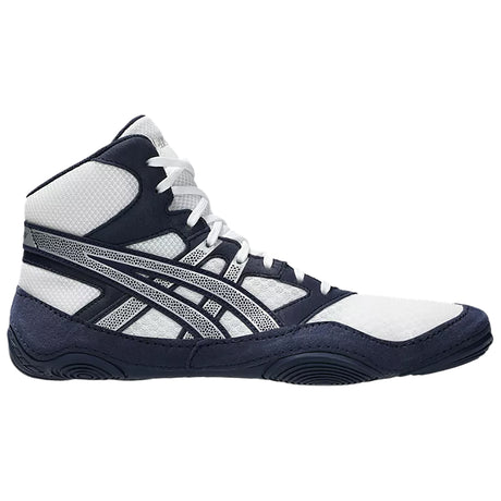 ASICS Snapdown 4 Wide Wrestling Shoes in Navy and Silver side view