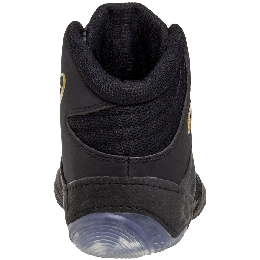 ASICS Split Elite Wrestling Shoes in Black and Gold back view