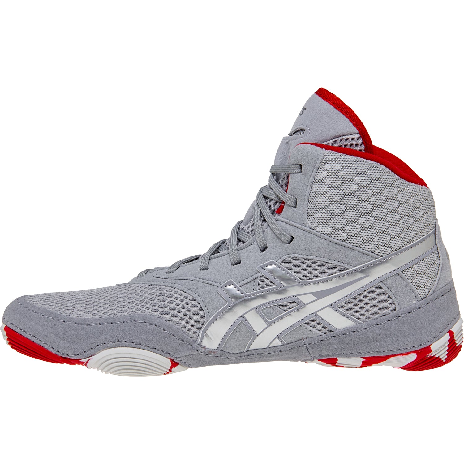 ASICS Women’s MatBlazer Wrestling Shoes in Grey and Red side view 2
