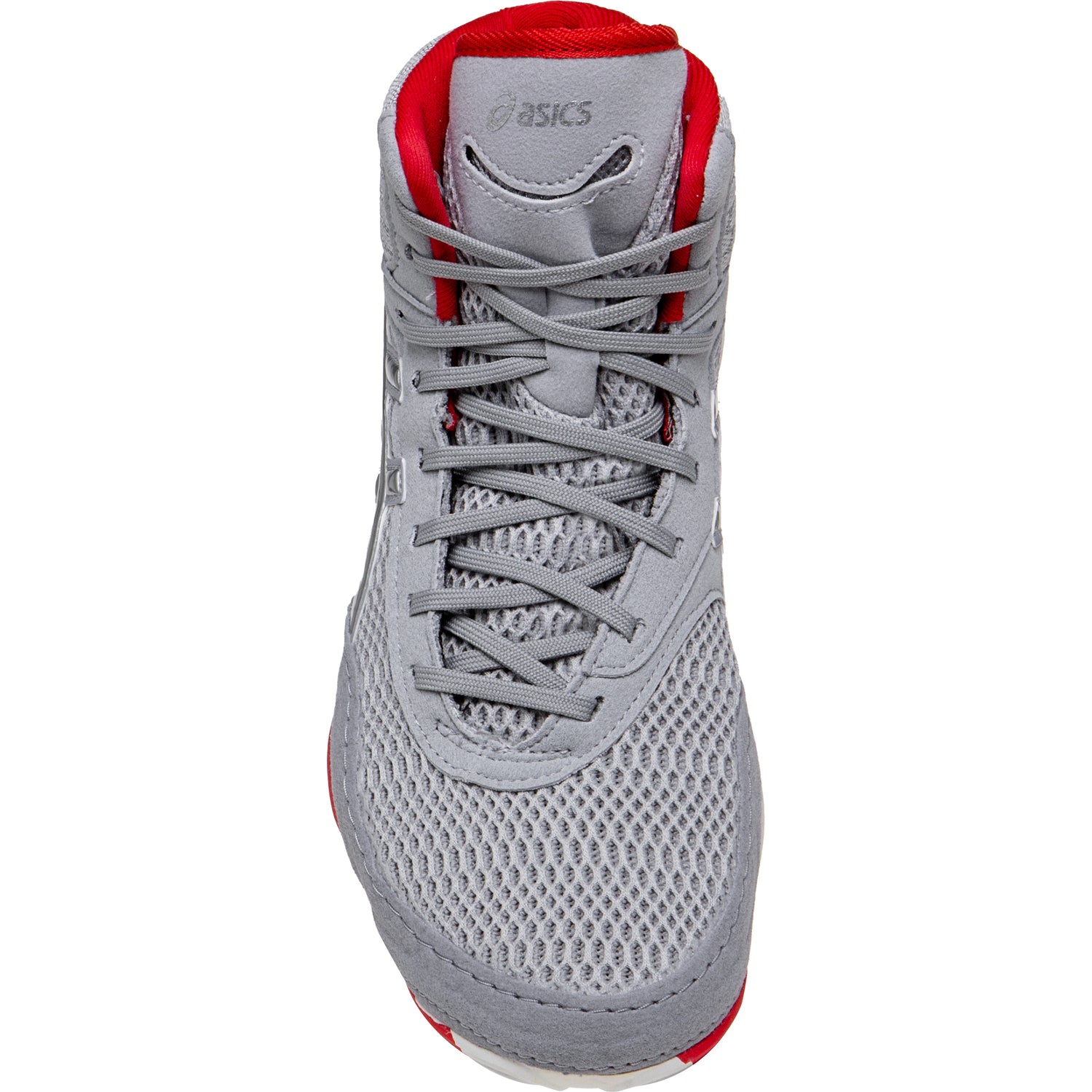 ASICS Women’s MatBlazer Wrestling Shoes in Grey and Red top view